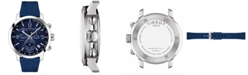Tissot Men's Swiss Chronograph PRC 200 Blue Rubber Strap Watch 43mm